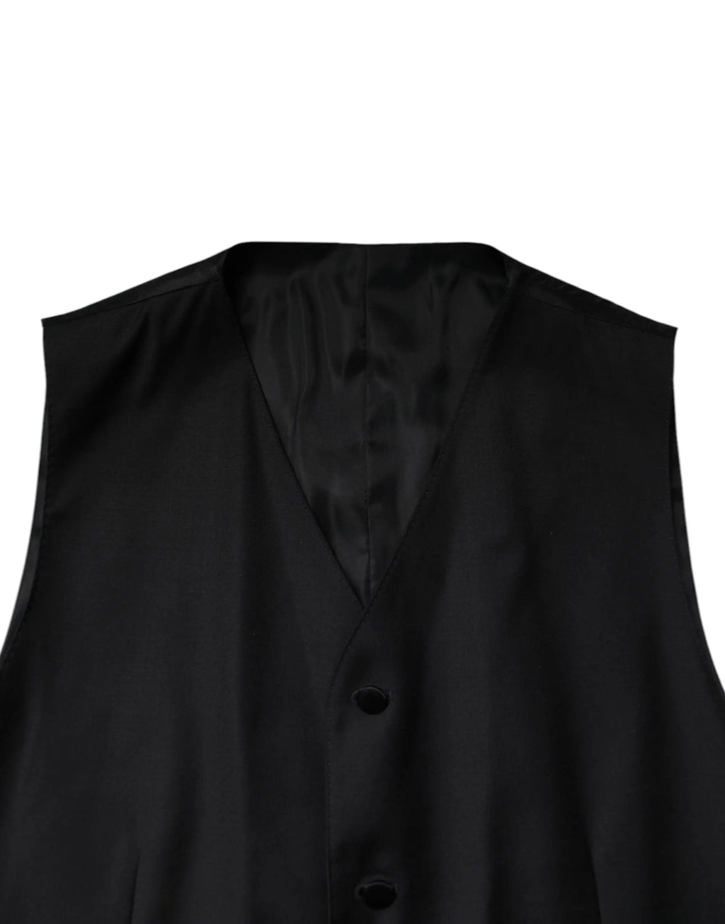 Gilet noir en satin avec col en v et trois boutons sombres pour costume formel 3 pièces dolce & gabbana