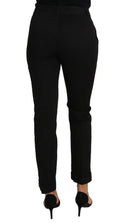 Pantalon droit noir dolce & gabbana cropped en tissu avec plis subtils au dos, coupe tailleur élégante