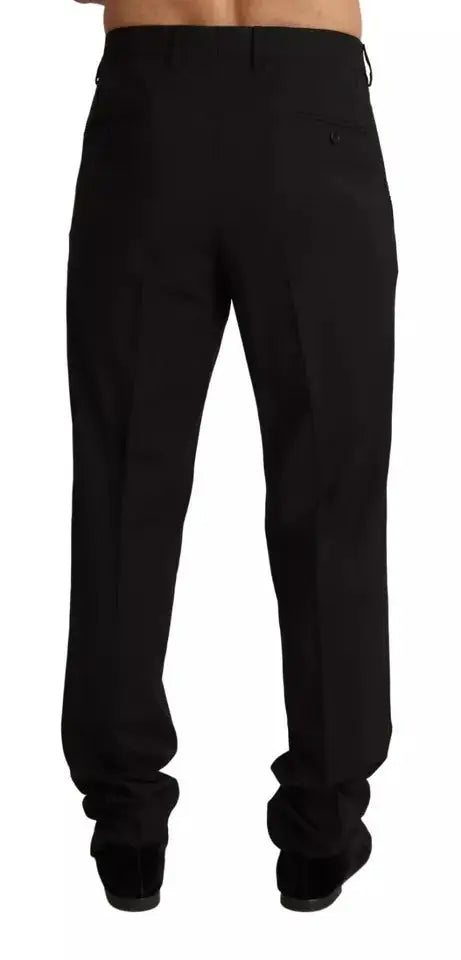Pantalon noir dolce & gabbana formel slim coupe droite avec plis subtils à larrière