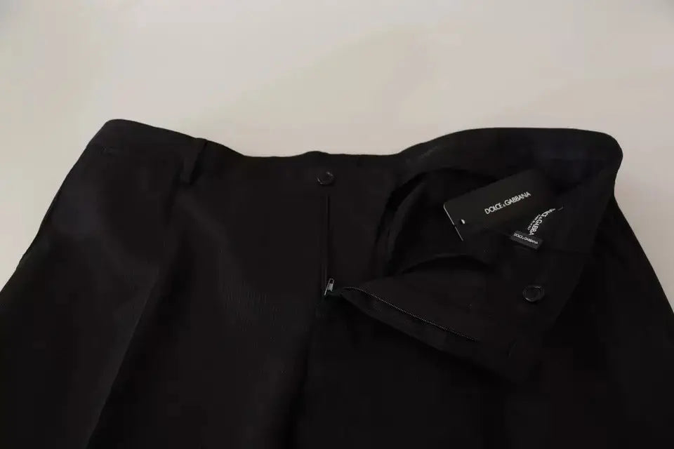 Pantalon noir dolce & gabbana slim chic avec coupe ajustée et légère brillance pour tenue formelle