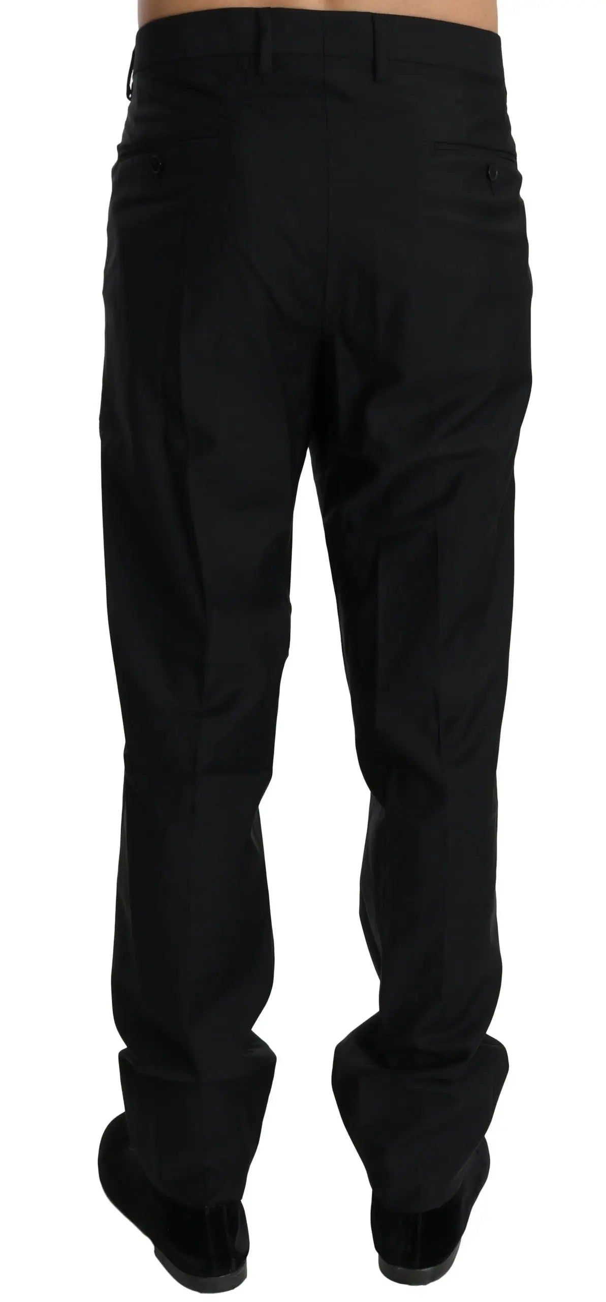 Pantalon noir dolce gabbana en laine pour homme coupe classique avec plis subtils pour tenue formelle