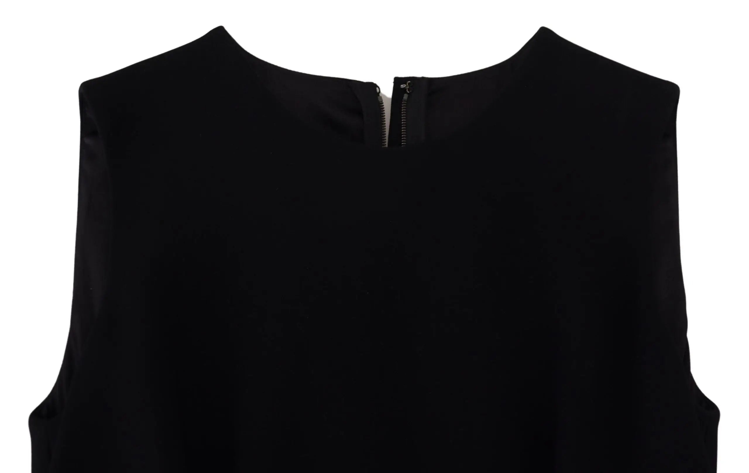 Top noir sans manches dolce & gabbana en viscose avec col arrondi et fermeture éclair au dos