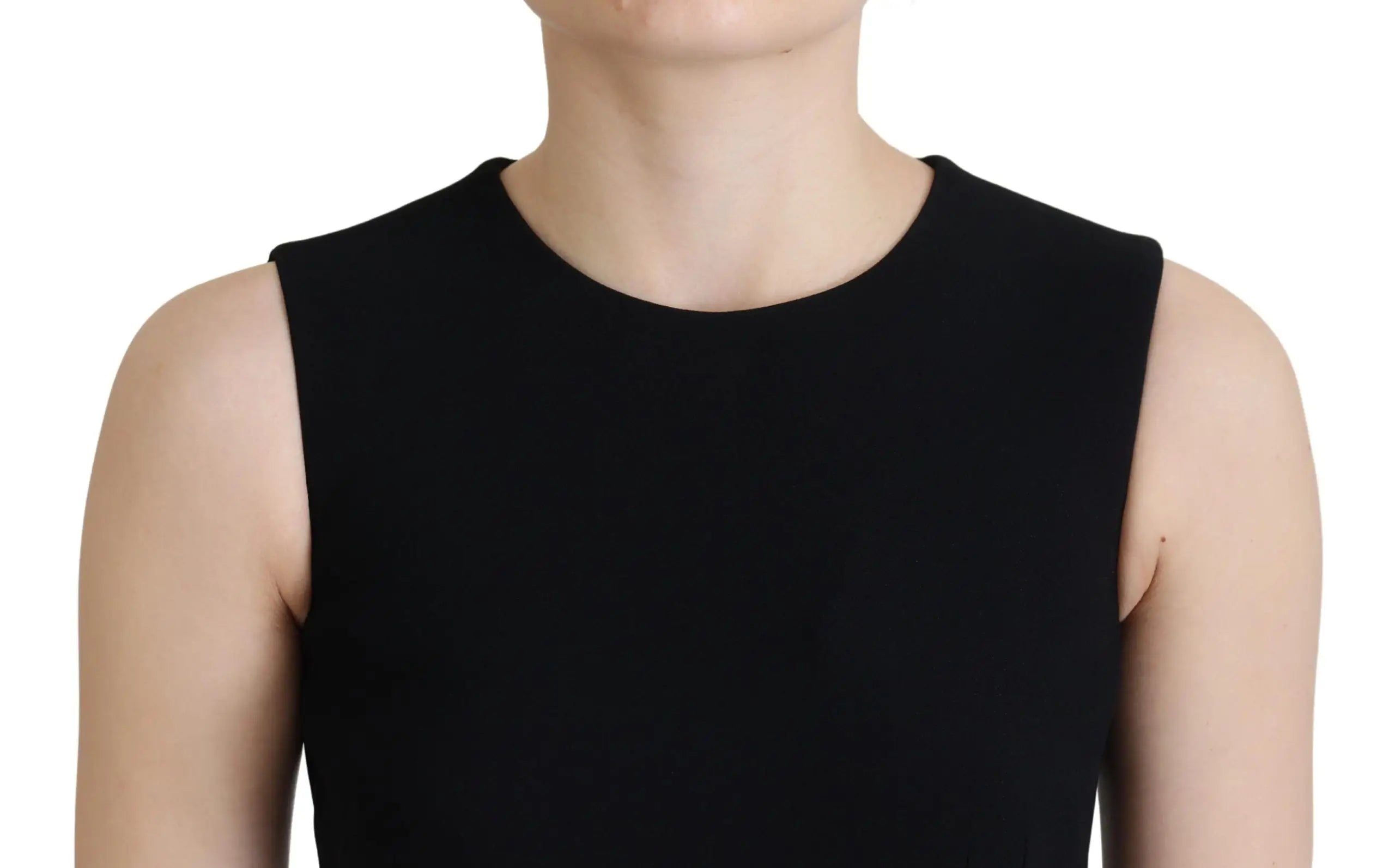 Robe fourreau noire dolce & gabbana en viscose avec top sans manches col rond et tissu lisse ajusté