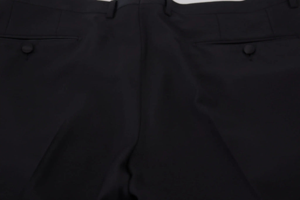 Pantalon noir dolce & gabbana en laine et soie avec coupe ajustée et détails de couture subtils