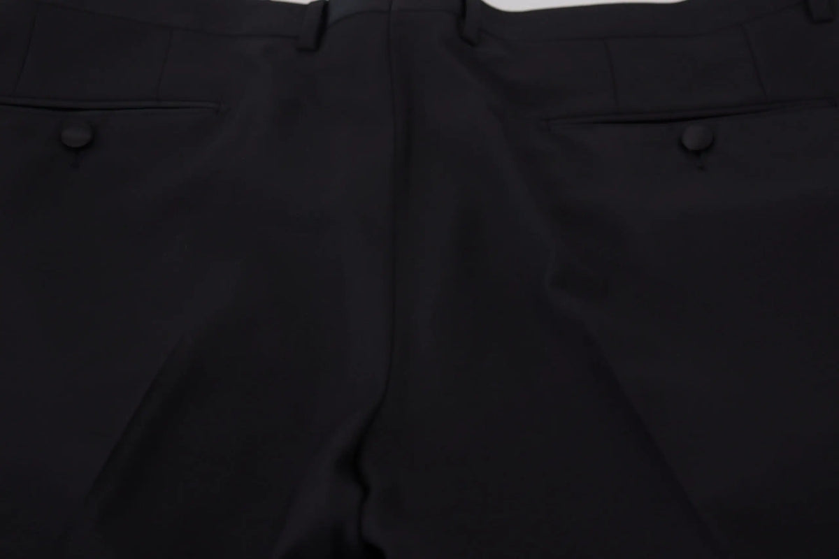 Pantalon noir dolce & gabbana en laine et soie avec coupe ajustée et détails de couture subtils