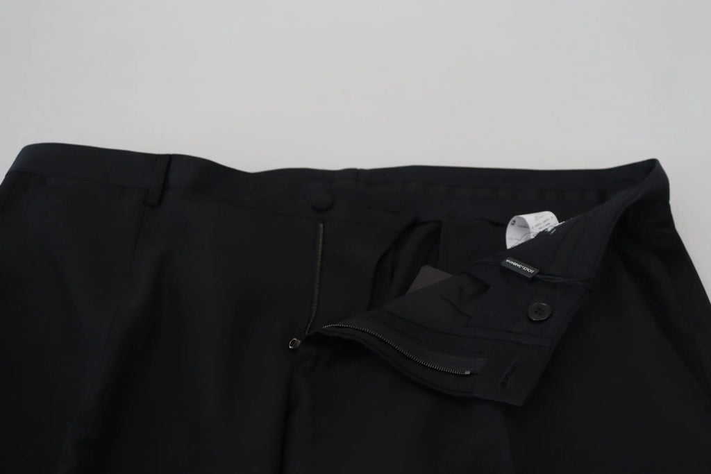 Pantalon noir dolce & gabbana en laine et soie pour femme avec une coupe tailleur et des coutures discrètes