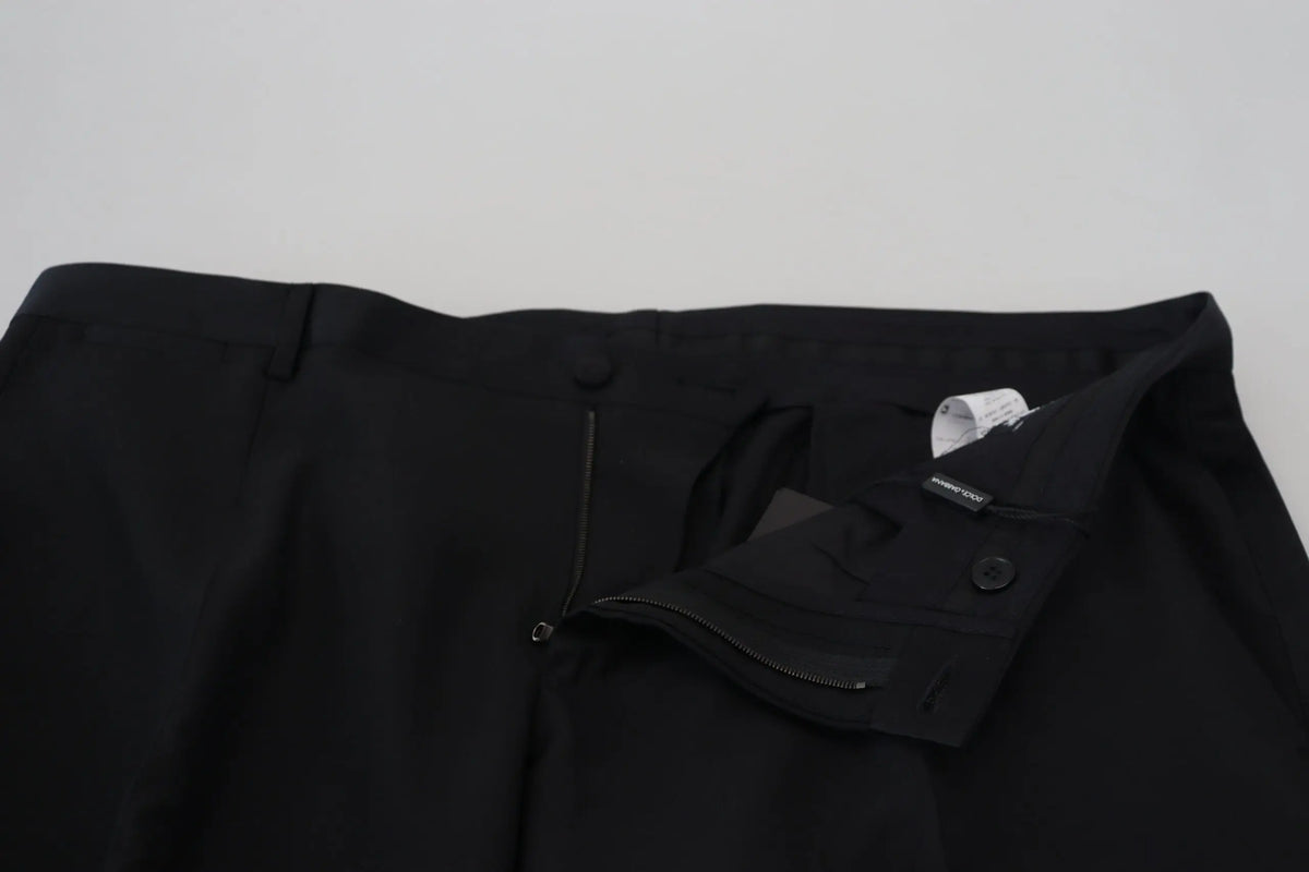 Pantalon noir dolce & gabbana en laine et soie pour femme avec une coupe tailleur et des coutures discrètes