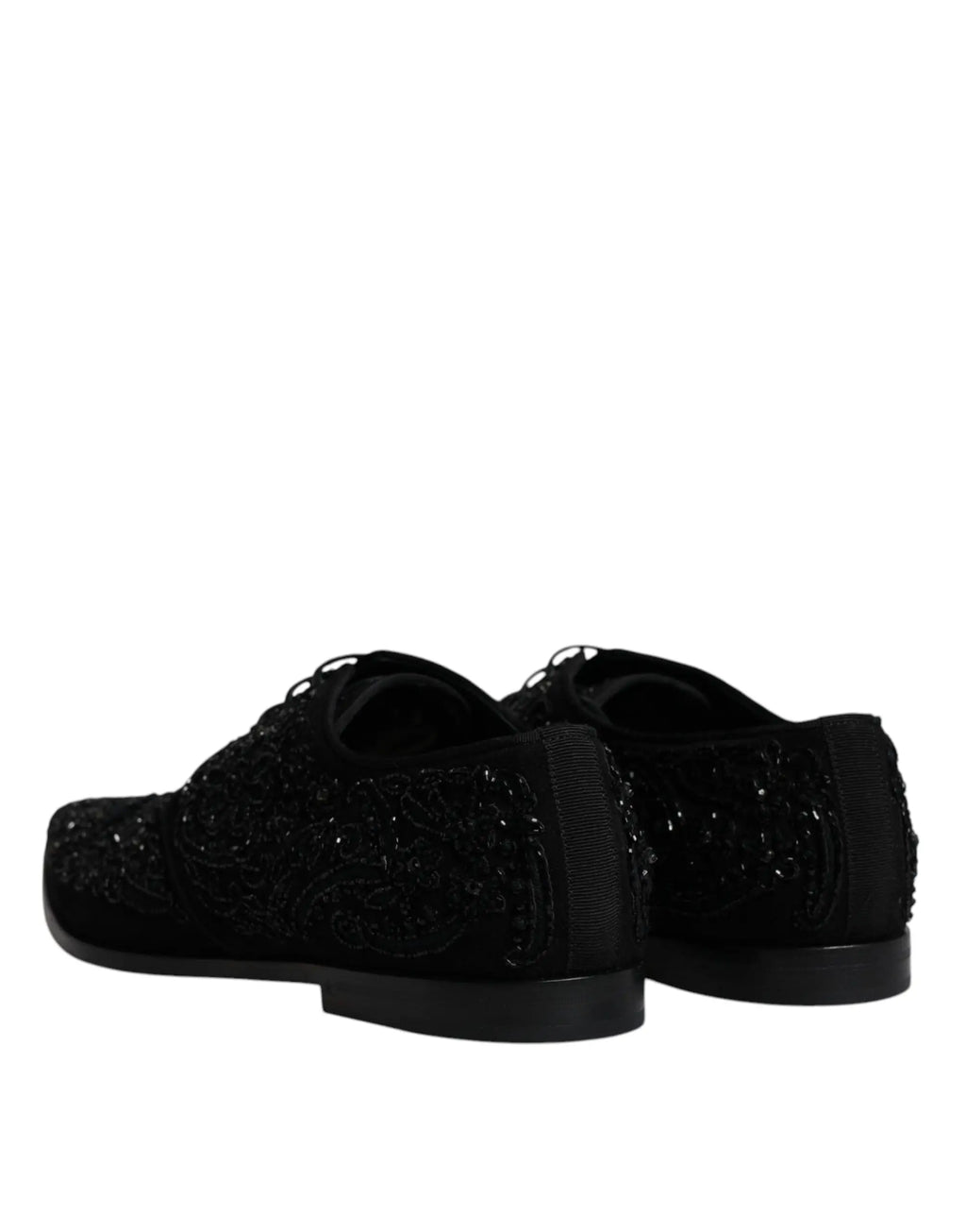 Dolce & Gabbana chaussures derby en daim noir brodées de sequins noirs pour un look formel élégant