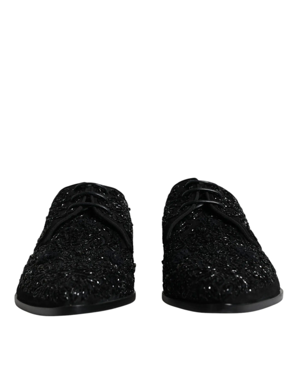 Dolce & gabbana derby formel en daim noir orné de sequins scintillants avec lacets