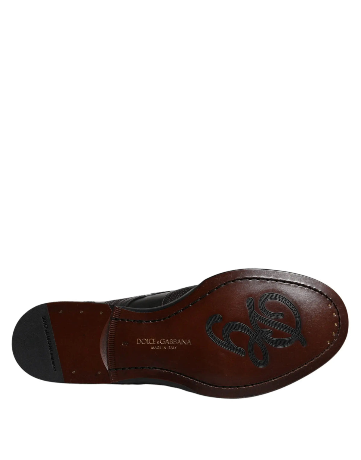 Semelle de chaussure derby en cuir classique dolce & gabbana marron avec logo noir embossé