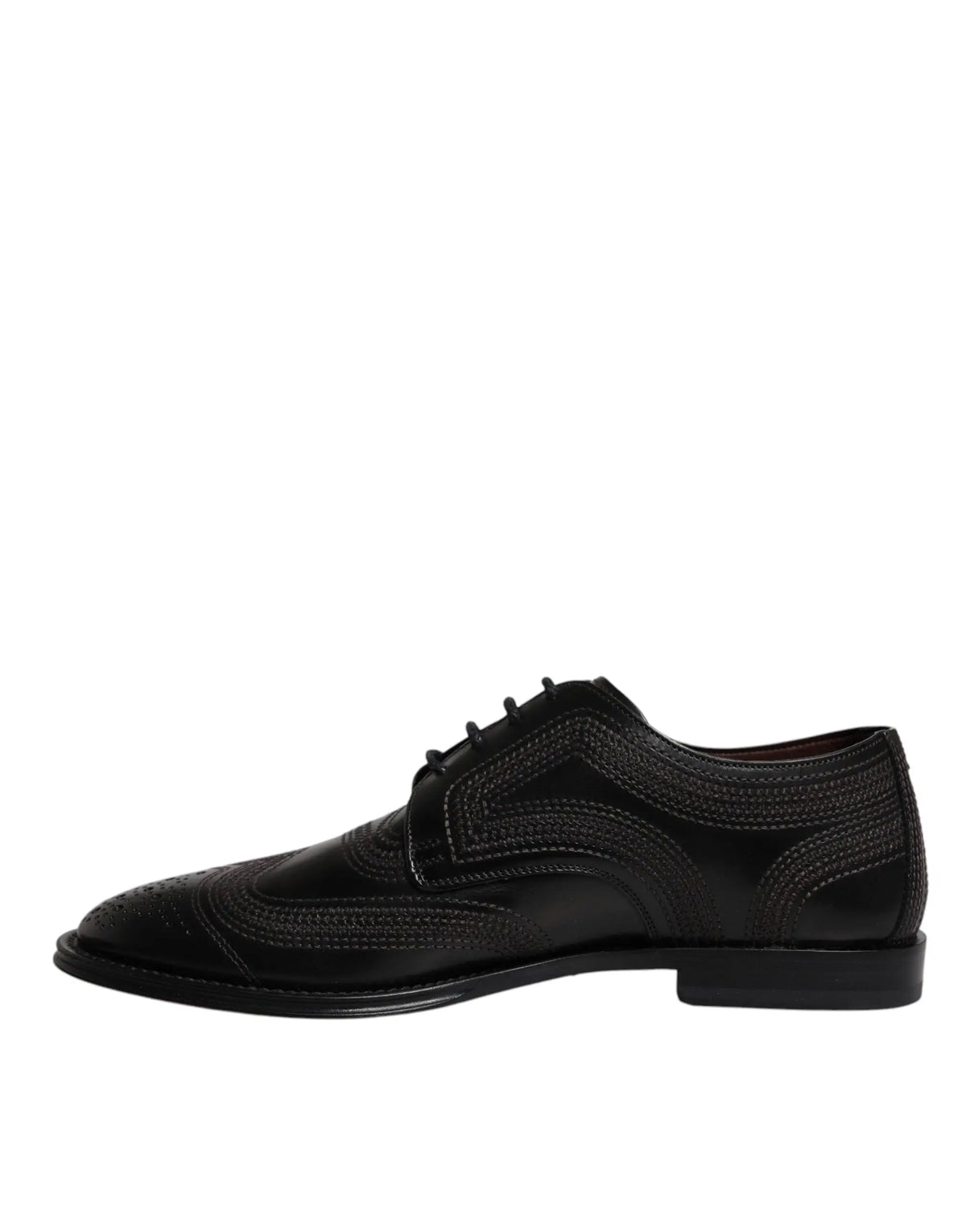 Dolce & gabbana derby classique en cuir noir avec brogue et perforations détaillées pour homme élégant