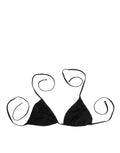 Haut de bikini triangle noir dolce & gabbana avec fines bretelles réglables et motif brodé subtil