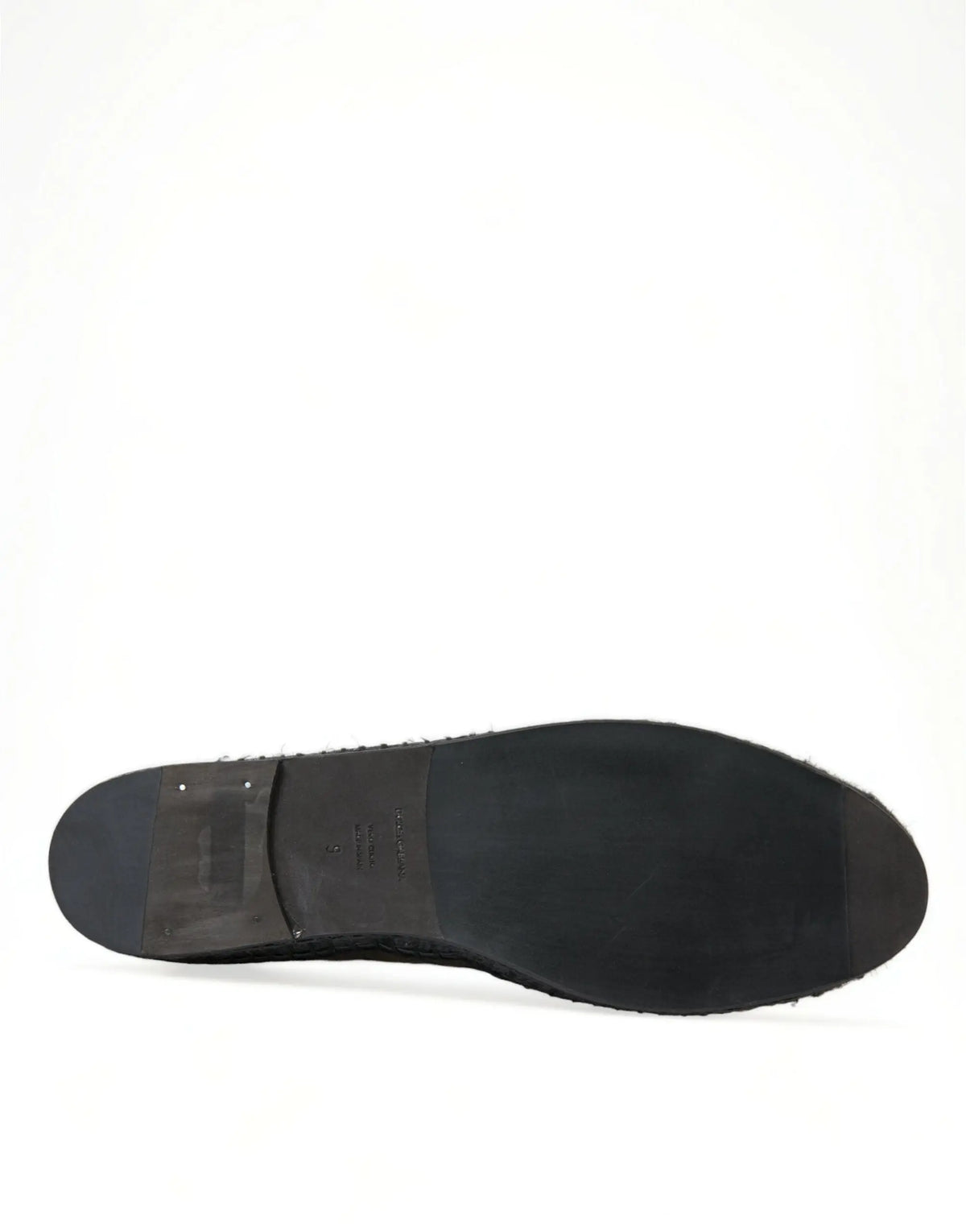 Semelle extérieure en caoutchouc texturé avec couture sur le pourtour des espadrilles noires en cuir exotique dolce & gabbana