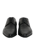 Dolce & gabbana chaussures derby homme en cuir exotique noir à motif peau de serpent à bout pointu poli