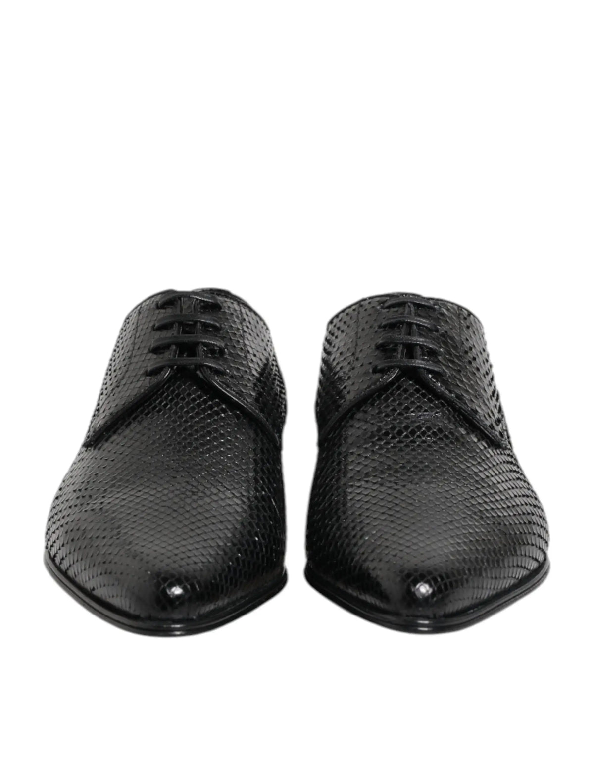 Dolce & gabbana chaussures derby homme en cuir exotique noir à motif peau de serpent à bout pointu poli