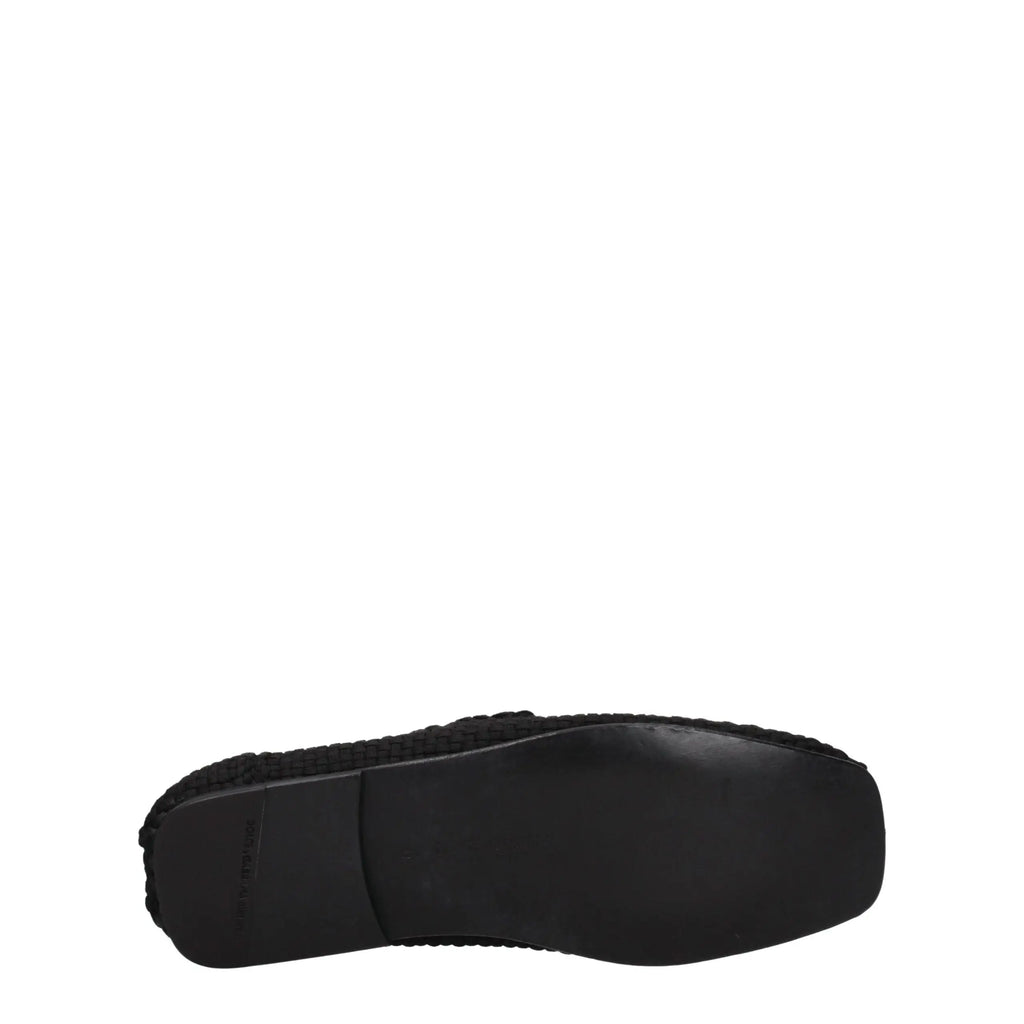 Dolce & gabbana mocassins slip-on noirs en tissu avec tige en jute tressé et semelle en caoutchouc