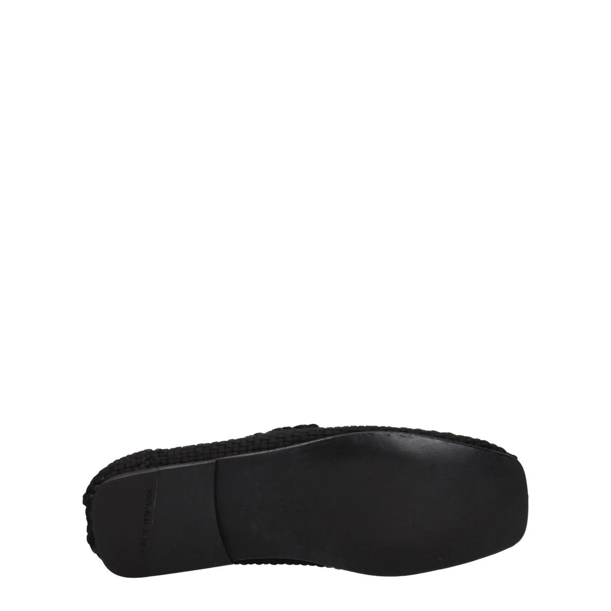 Dolce & gabbana mocassins slip-on noirs en tissu avec tige en jute tressé et semelle en caoutchouc