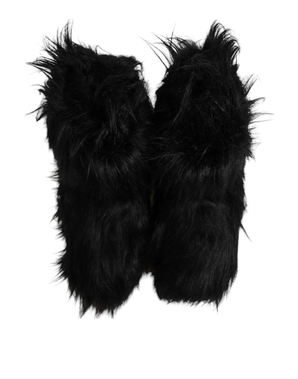 Dolce & gabbana bottes mi mollet noires en fausse fourrure avec guêtres en fausse fourrure noire à texture épaisse