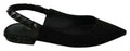 Dolce & gabbana black flats slingback charmeuse en daim avec bride cloutée et talon texturé, vue arrière