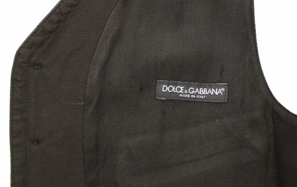 Dolce & gabbana noir veste en lin coton texturé avec fini brillant pour costume élégant
