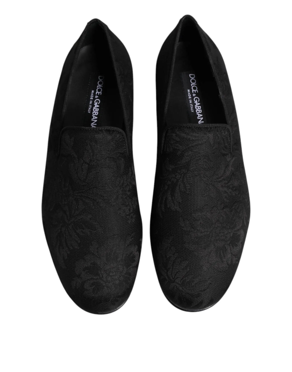 Dolce & gabbana mocassins noirs en velours avec motif floral ton sur ton pour homme chaussures habillées