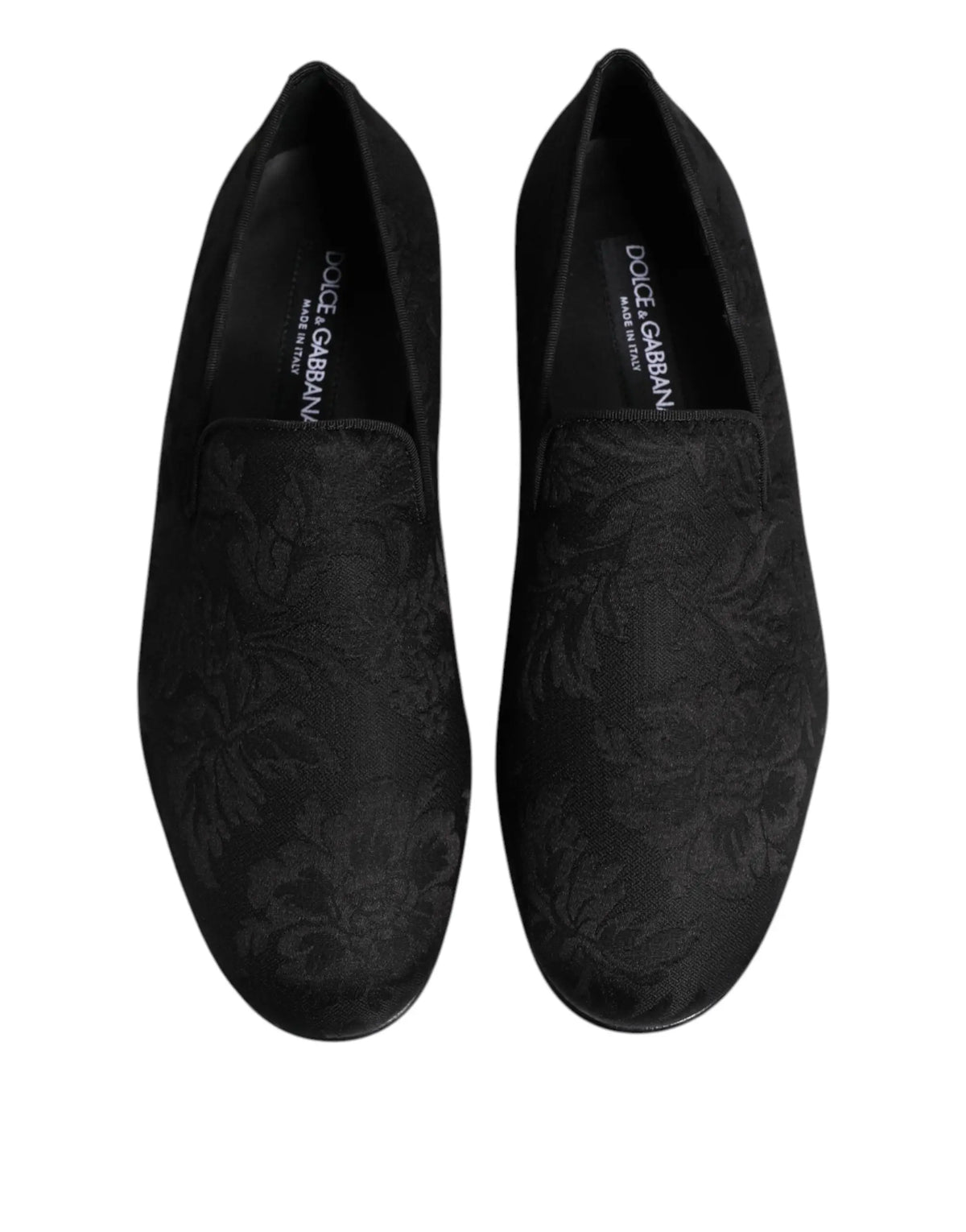 Dolce & gabbana mocassins noirs en velours avec motif floral ton sur ton pour homme chaussures habillées