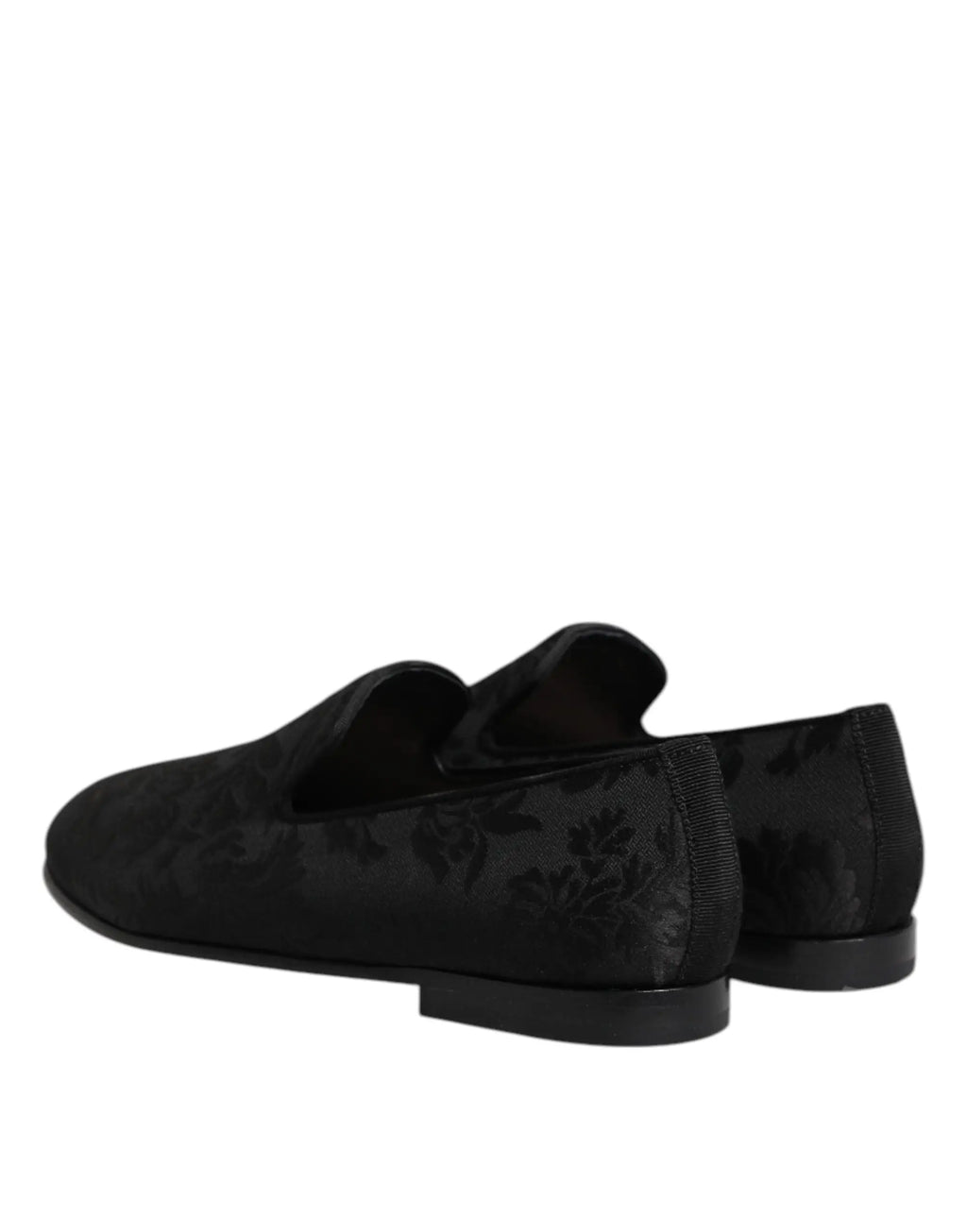 Dolce & gabbana mocassins noirs en velours avec broderie florale subtile pour hommes chaussures habillées