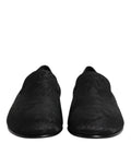 Dolce gabbana mocassins noirs pour homme en brocart floral texturé pour tenue habillée