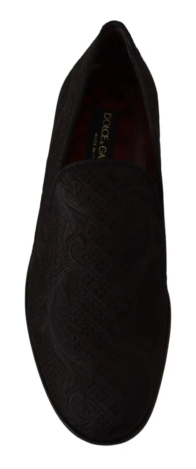 Dolce & gabbana mocassins noirs en daim à motif floral brocart pour homme