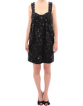 Dolce & Gabbana robe noire sans manches en sequins avec embellissements floraux et bretelles perlées
