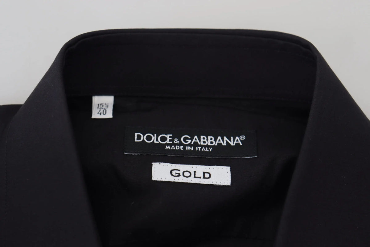 Chemise homme noire dolce & gabbana à manches longues brodée floral avec étiquette dorée taille 15 340