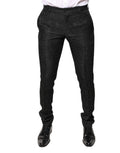 Pantalon habillé mi taille dolce & gabbana noir en jacquard floral avec texture subtile