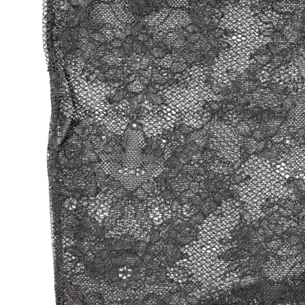 Dolce & gabbana chaussettes en coton extensible noir avec dentelle florale fine et tissu transparent délicat