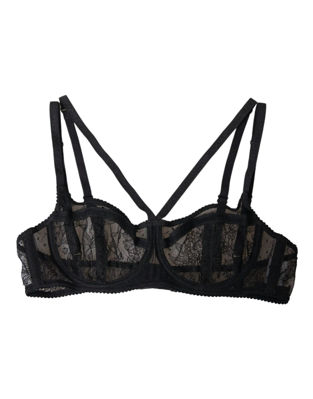 Dolce & Gabbana soutien-gorge balconnets en nylon noir avec dentelle florale délicate et bretelles fines ajustables
