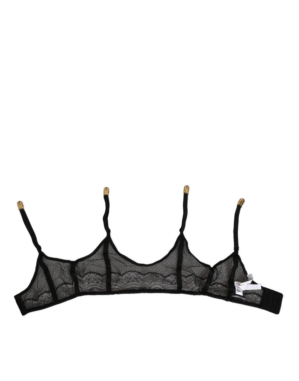 Dolce & gabbana noir soutien-gorge en dentelle florale avec agrafes dorées et bretelles réglables en nylon