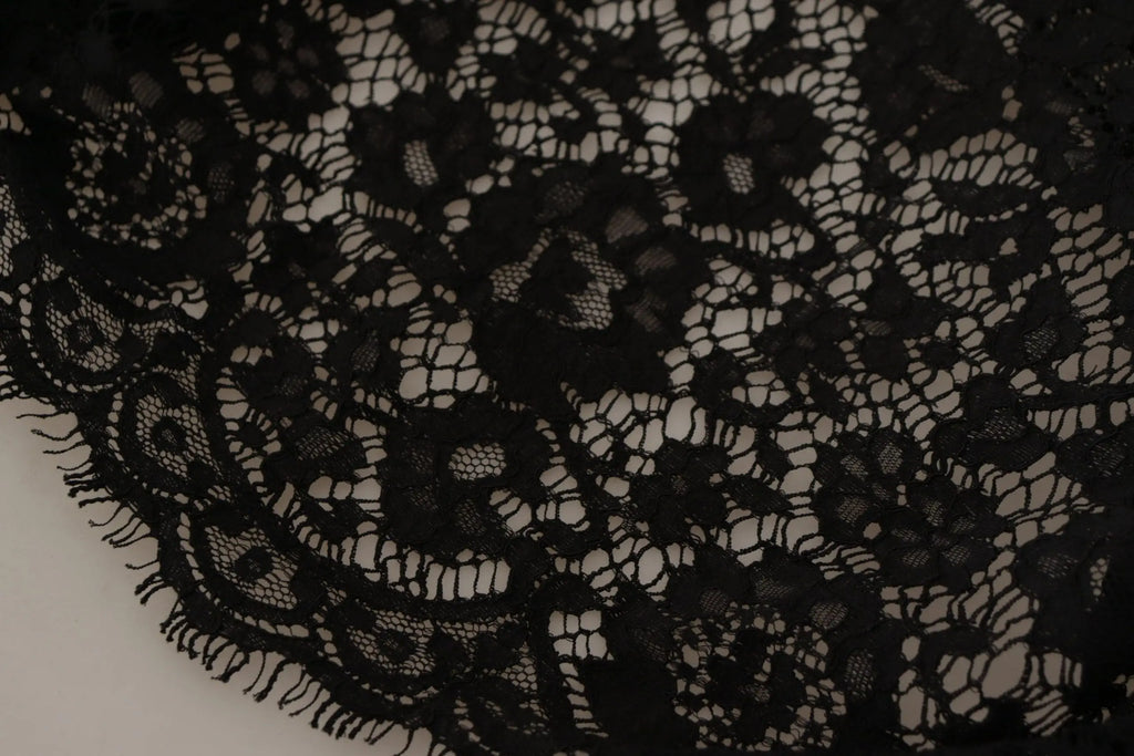 Pullover sicily blouse dolce & gabbana en dentelle florale noire avec motifs délicats et bordure à franges