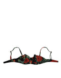 Dolce & Gabbana soutien-gorge balconnet noir en nylon avec roses rouges vives et bretelles fines réglables