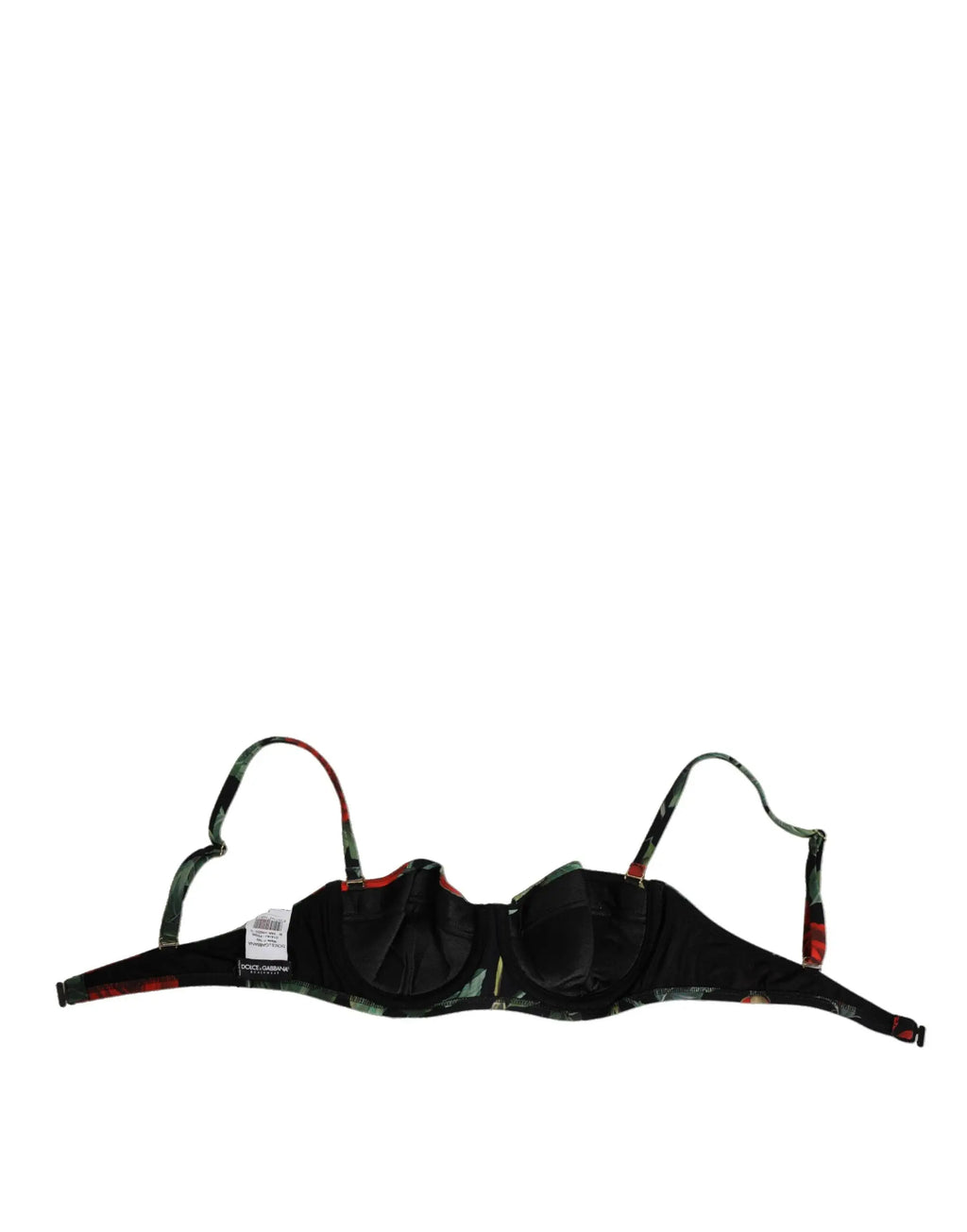 Dolce & Gabbana noir soutien-gorge balconnet en nylon à motif floral rouge et vert avec bretelles fines