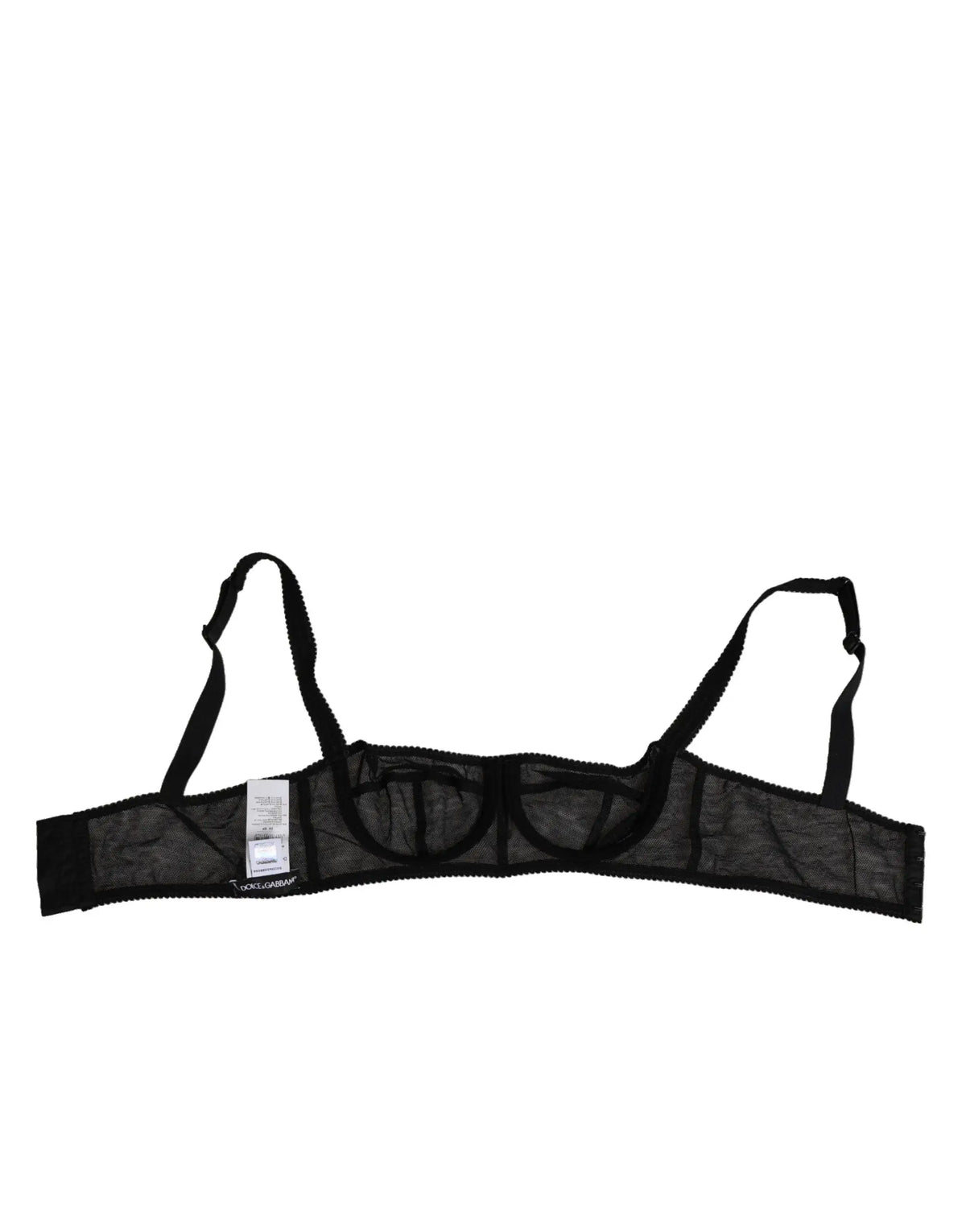 Dolce & gabbana balconette noir en maille fine avec armatures et bretelles ajustables au design minimaliste