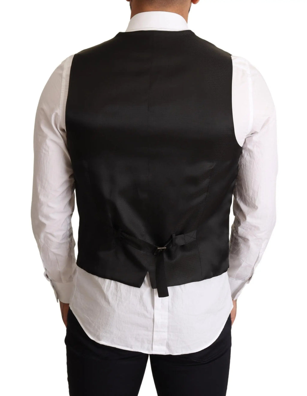 Dolce & gabbana veste formelle noire en satin avec ceinture nouée pour un style élégant