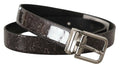 Ceinture dolce & gabbana vernice noir à boucle argentée brillante avec motif texturé subtil