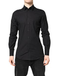 Chemise de ville noire dolce & gabbana en coton gold manches longues col classique boutonnée