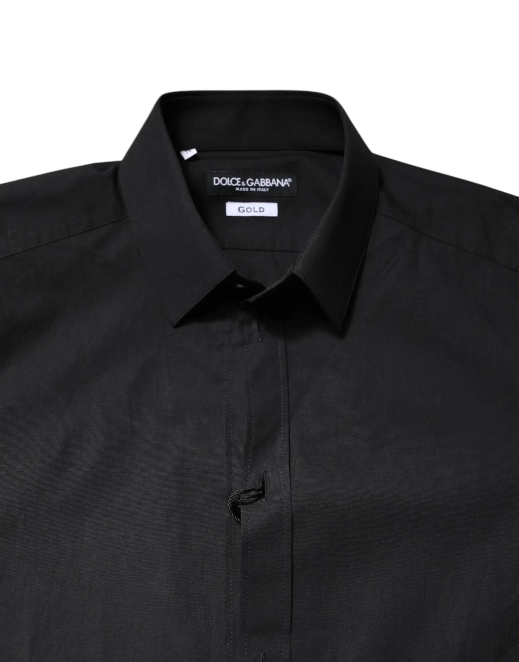 Chemise homme dolce & gabbana noire en coton gold avec col ajusté et texture subtile pour tenue formelle