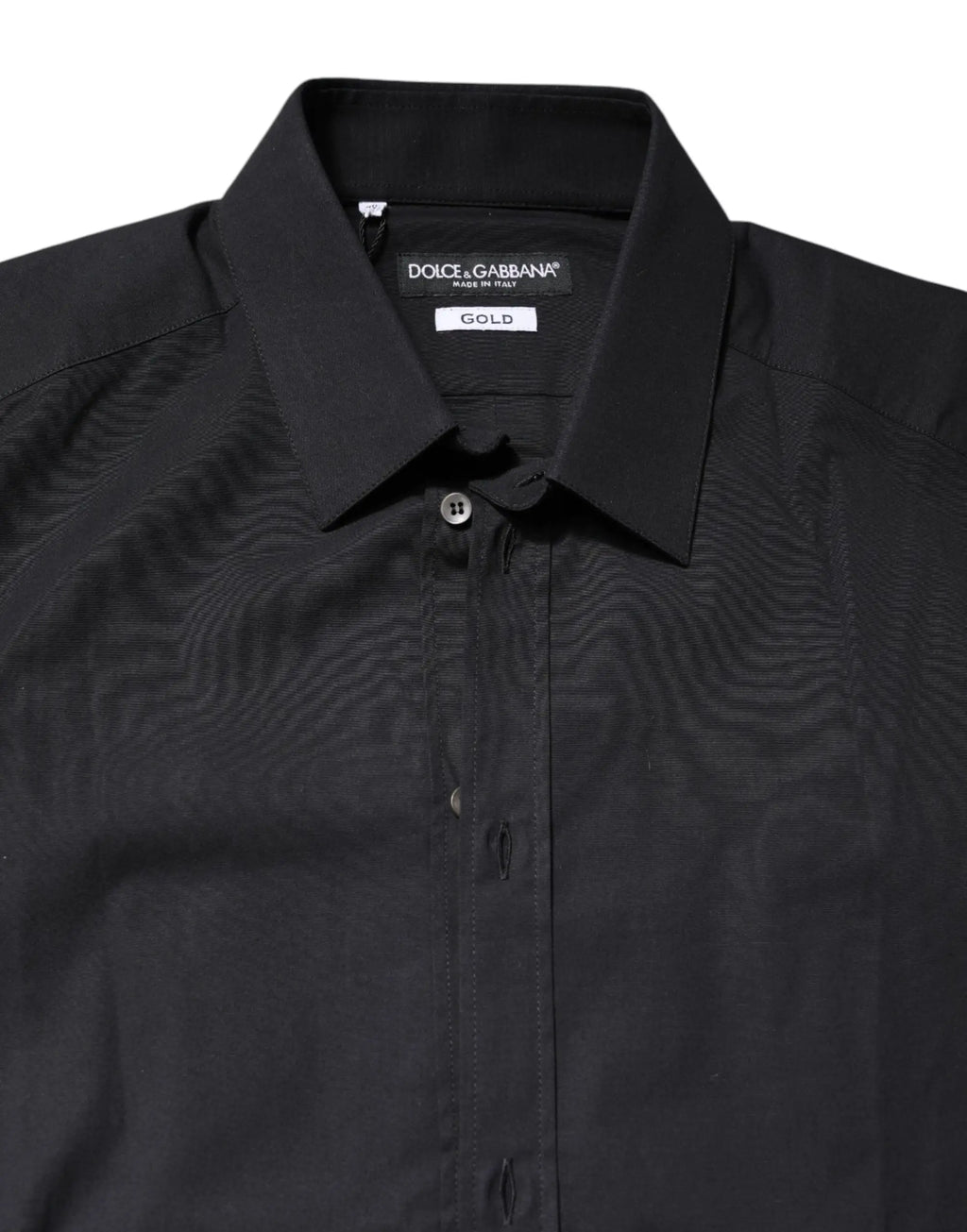 Chemise homme dolce gabbana noire en coton avec manches longues motif subtil et boutons dorés