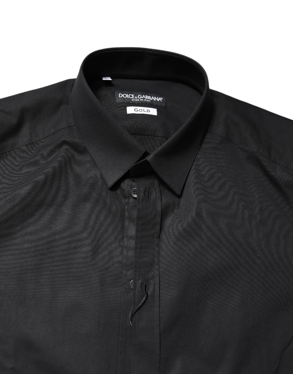 Chemise habillée homme dolce gabbana noire en coton gold avec tissage texturé subtil et col net