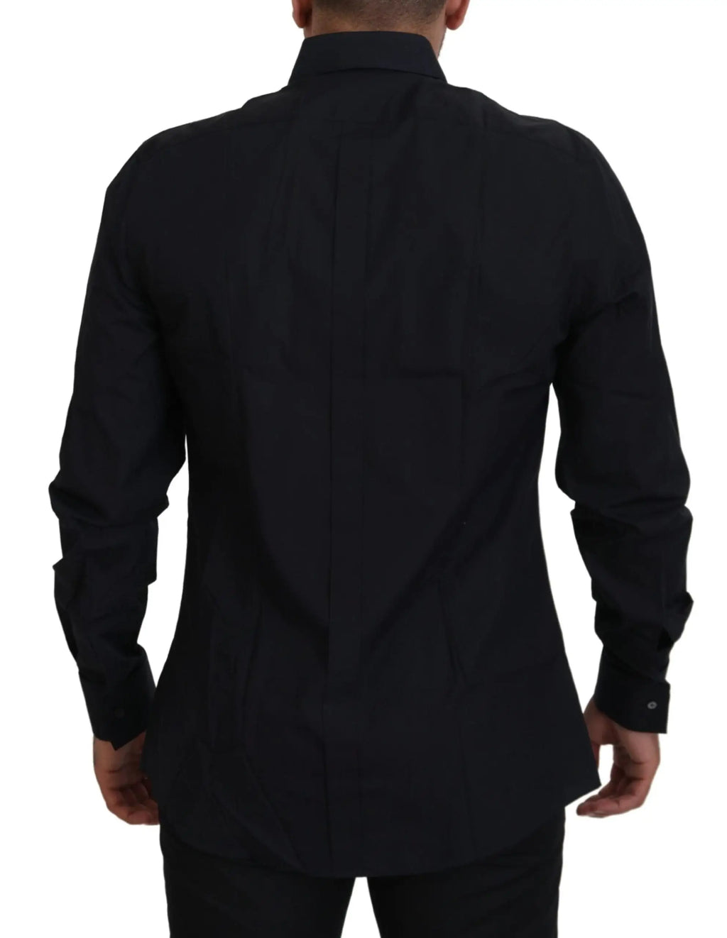 Chemise homme noire dolce et gabbana slim fit en coton avec col classique et poignets boutonnés