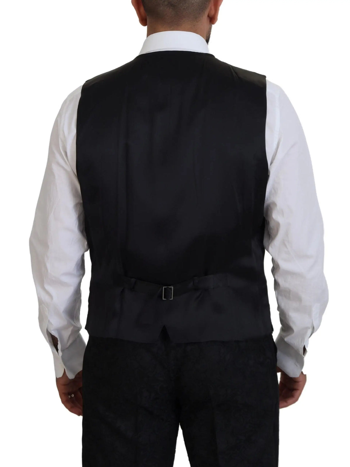 Black satin vest with sleek tailored fit and subtle sheen from dolce & gabbana black gold fantasy tuxedo slim fit suit