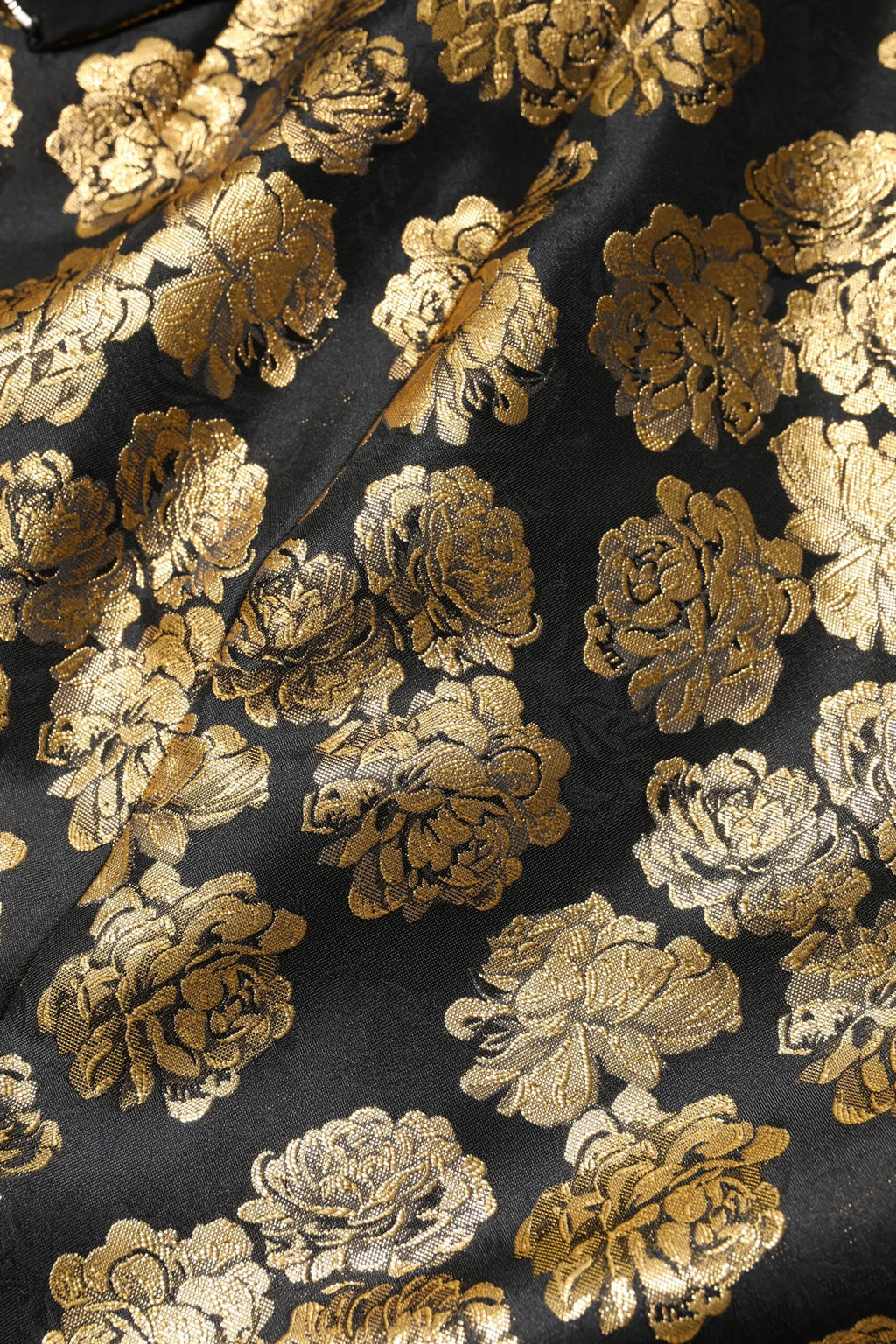 Dolce & gabbana jupe courte jacquard noire avec broderie florale dorée sur tissu noir