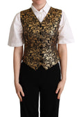 Dolce & gabbana veste noire et dorée à motif floral en jacquard de soie avec finition métallique texturée