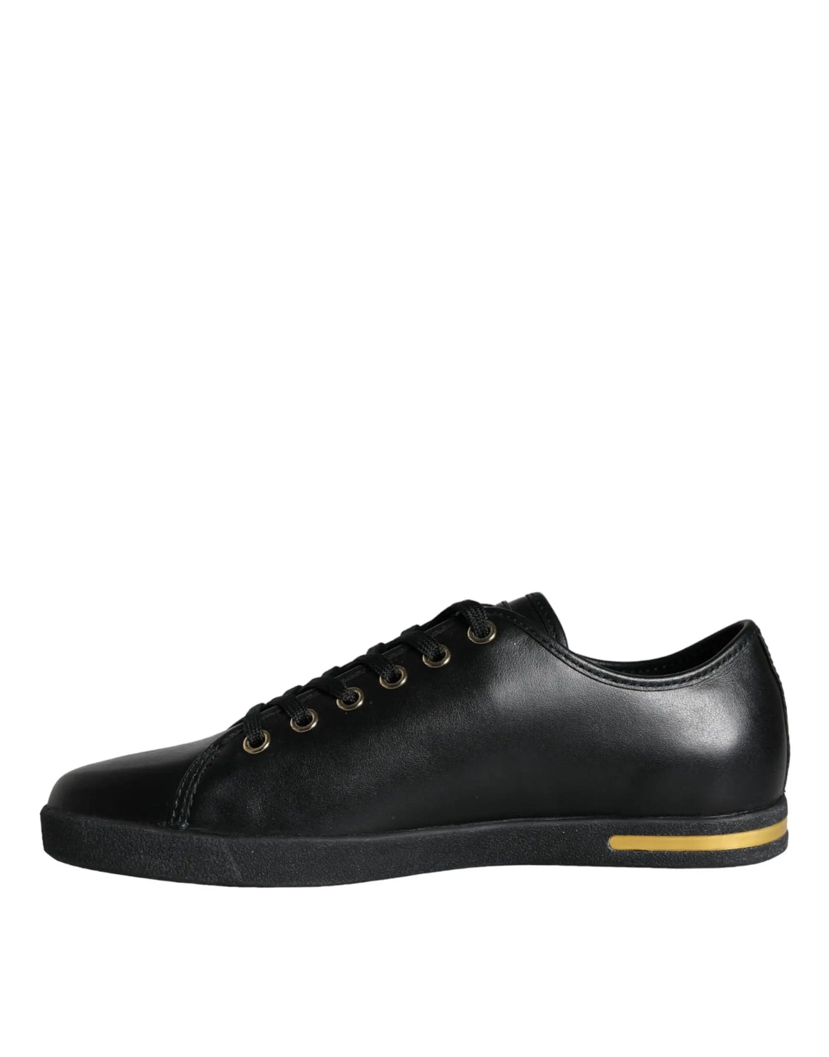 Baskets basses en cuir noir dolce gabbana avec design minimaliste et accent doré subtil sur la semelle